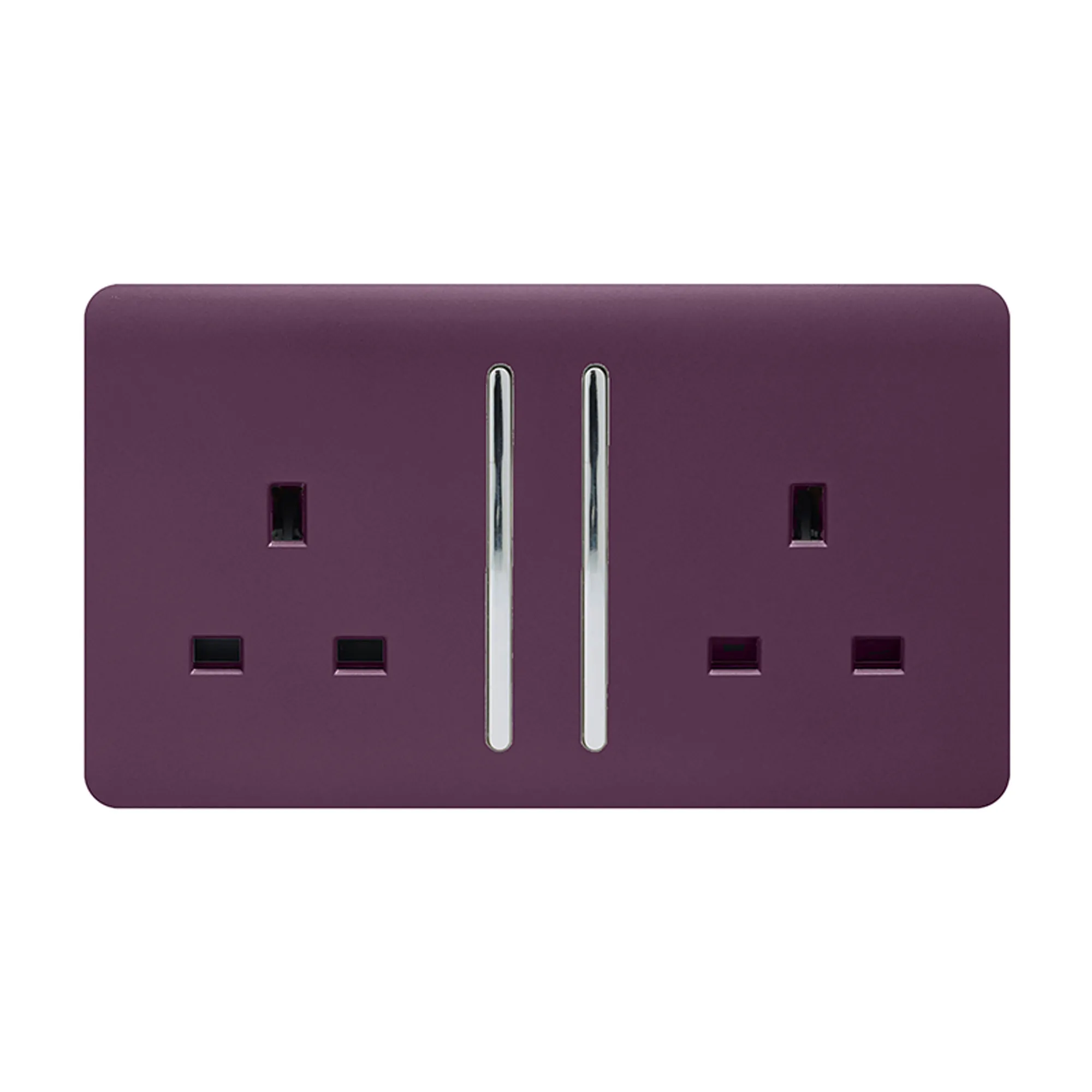 2 Gang 13Amp Long Switched Double Socket Plum